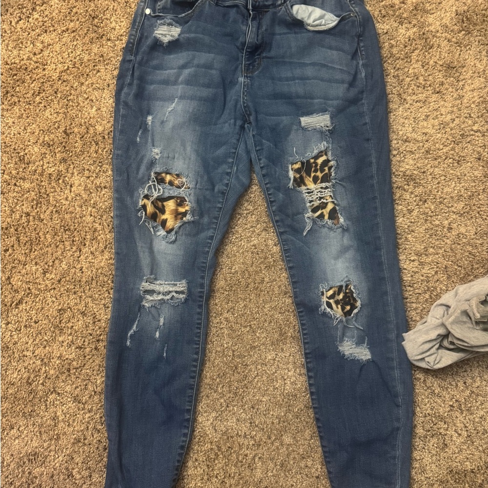 Judy Blue Leopard Patch Skinny Jeans